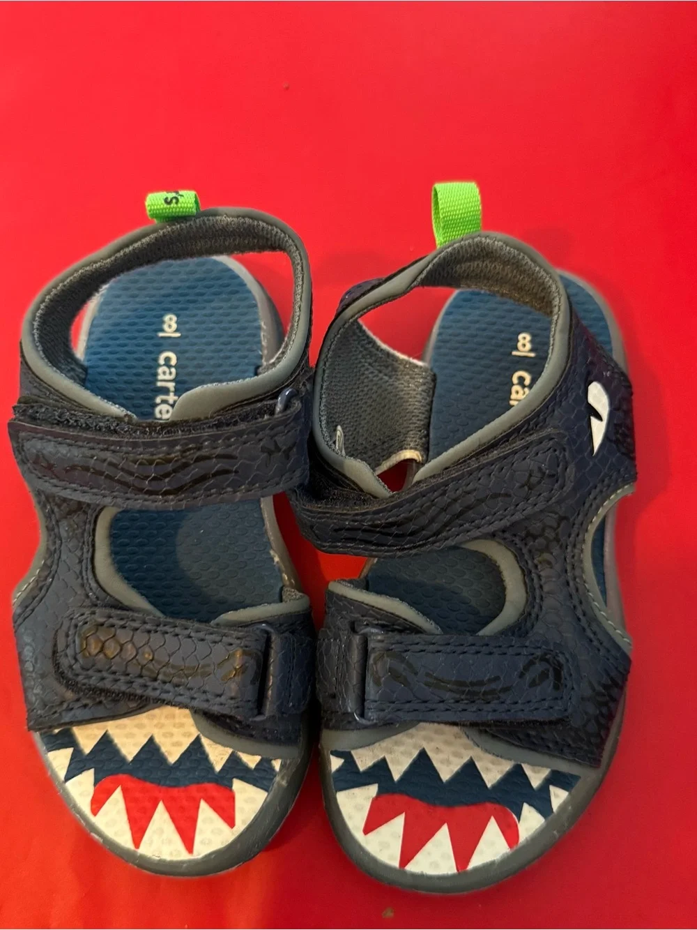 Carter's Navy Shark-Print Toddler Sandals with Lights Boys size 8
